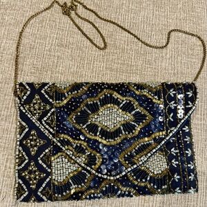 Elegant Black and Gold Beaded Clutch